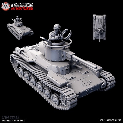 3d printable japanese chi-ha tank ww2 by kyoushuneko miniatures tabletop characters & creatures historical universe vehicles machines 3d print model - Mito3D