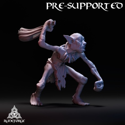 3d printable cave goblin - sling by runeforge studios tabletop characters & creatures fantasy universe 3d print model - Mito3D