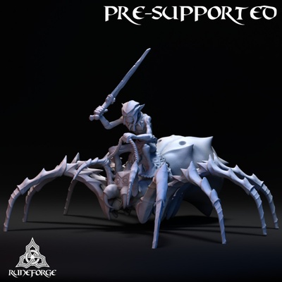 3d printable cave goblin - spider rider by runeforge studios tabletop characters & creatures fantasy universe 3d print model - Mito3D
