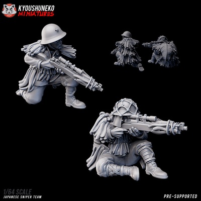 3d printable japanese sniper team ww2 by kyoushuneko miniatures tabletop characters & creatures historical universe 3d print model - Mito3D
