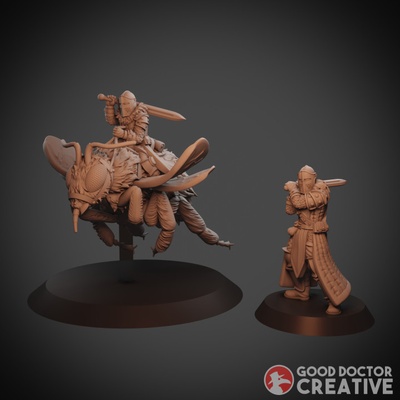 3d printable bombus knight - mounted on-foot by good doctor creative tabletop characters & creatures fantasy universe 3d print model - Mito3D