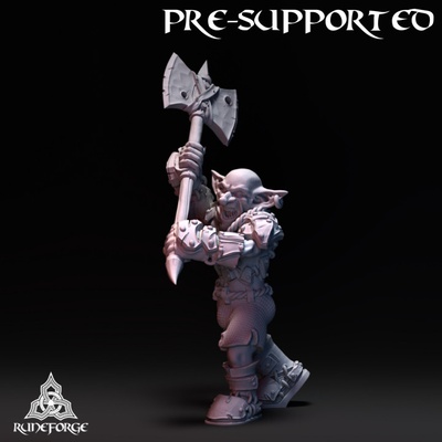 3d printable classic goblin - two-handed axe by runeforge studios tabletop characters & creatures fantasy universe 3d print model - Mito3D