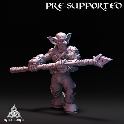 3d printable classic goblin - two-handed spear by runeforge studios tabletop characters & creatures fantasy universe 3d print model - Mito3D