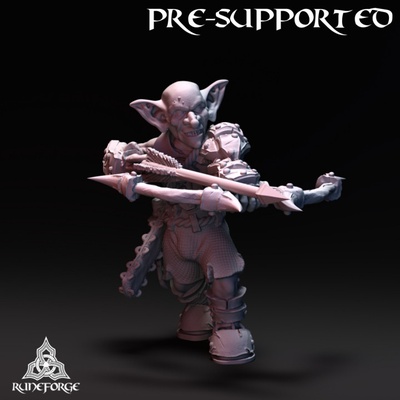 3d printable classic goblin - archer sideways bow by runeforge studios tabletop characters & creatures fantasy universe 3d print model - Mito3D