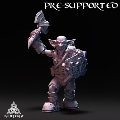 3d imprimível clássico goblin machado escudo by forja runa estúdios tampo mesa personagens criaturas fantasia universo 3d print model - Mito3D