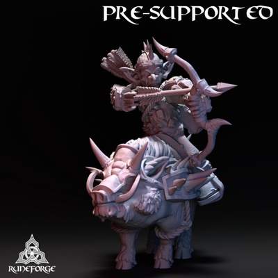 3d imprimível clássico goblin javali cavaleiro arqueiro by forja runa estúdios tampo mesa personagens criaturas fantasia universo 3d print model - Mito3D