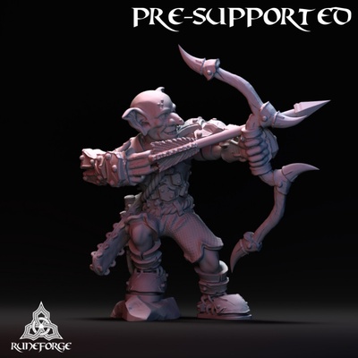 3d printable classic goblin - archer firing by runeforge studios tabletop characters & creatures fantasy universe 3d print model - Mito3D