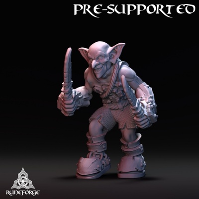 3d printable classic goblin - sneaking daggers by runeforge studios tabletop characters & creatures fantasy universe 3d print model - Mito3D