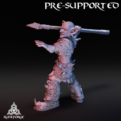 3d printable forest goblin - spear thrower by runeforge studios tabletop characters & creatures fantasy universe 3d print model - Mito3D