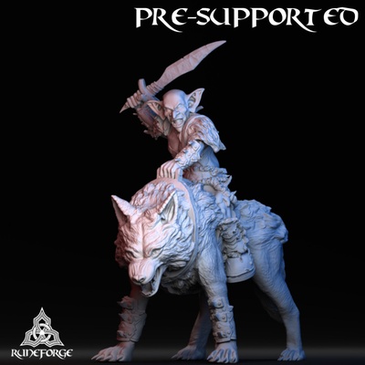3d imprimível floresta goblin lobo cavaleiro by forja runa estúdios tampo mesa personagens criaturas fantasia universo 3d print model - Mito3D