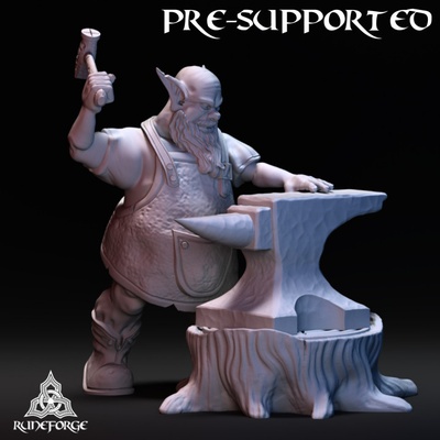 3d printable goblin blacksmith by runeforge studios tabletop characters & creatures fantasy universe 3d print model - Mito3D