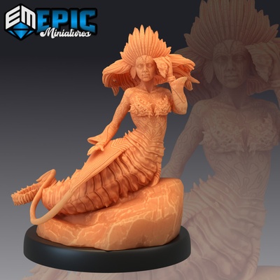 3d printable seahorse mermaid outside merfolk water monster ocean sea encounter by epic-miniatures 3d print model - Mito3D