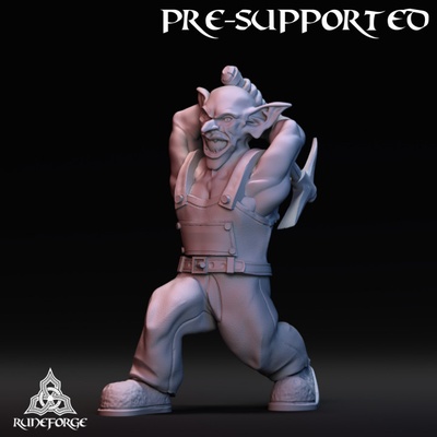 3d printable goblin miner attacking by runeforge studios tabletop characters & creatures fantasy universe 3d print model - Mito3D
