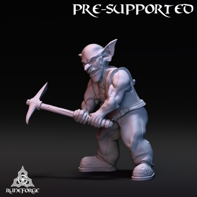 3d printable goblin miner by runeforge studios tabletop characters & creatures fantasy universe 3d print model - Mito3D