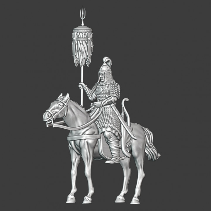 3d printable mounted mongolian banner by northern crusades miniatures tabletop characters & creatures historical universe 3D print model - Mito3D