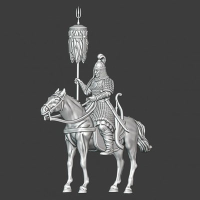 3d printable mounted mongolian banner by northern crusades miniatures tabletop characters & creatures historical universe 3d print model - Mito3D