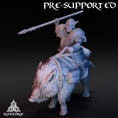 3d printable grasslands goblin boar rider by runeforge studios tabletop characters & creatures fantasy universe 3d print model - Mito3D