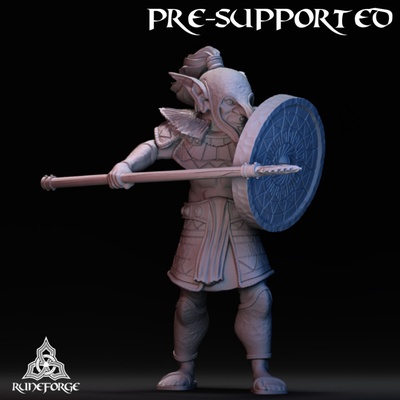 3d printable highlands goblin spear shield by runeforge studios tabletop characters & creatures fantasy universe 3d print model - Mito3D