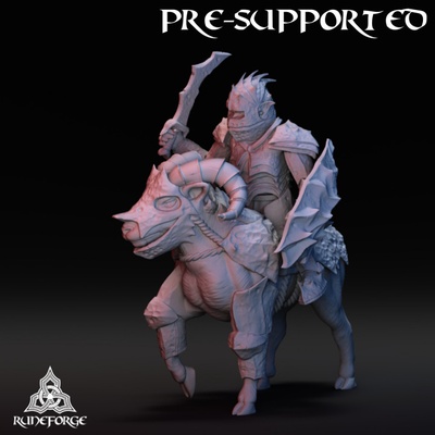 3d printable mountain goblin ram rider by runeforge studios tabletop characters & creatures fantasy universe 3d print model - Mito3D