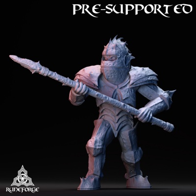 3d printable mountain goblin two-handed spear by runeforge studios tabletop characters & creatures fantasy universe 3d print model - Mito3D