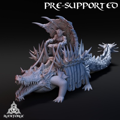 3d printable swamp goblin alligator rider by runeforge studios tabletop characters & creatures fantasy universe vehicles machines 3d print model - Mito3D