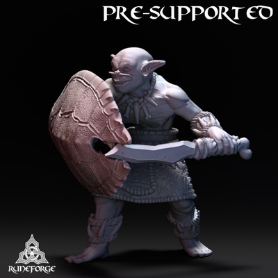 3d printable swamp goblin sword shield by runeforge studios tabletop characters & creatures fantasy universe 3d print model - Mito3D
