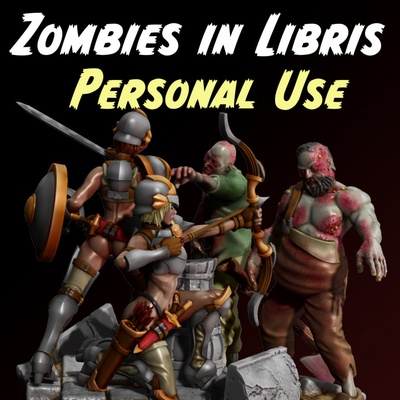3d printable zombies in libris by foxy models tabletop characters & creatures fantasy universe 3d print model - Mito3D