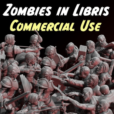 3d printable zombies in libris - commercial by foxy models tabletop characters & creatures fantasy universe 3d print model - Mito3D