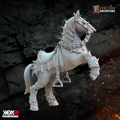3d printable warhorse by hexy studio tabletop characters & creatures fantasy universe 3d print model - Mito3D