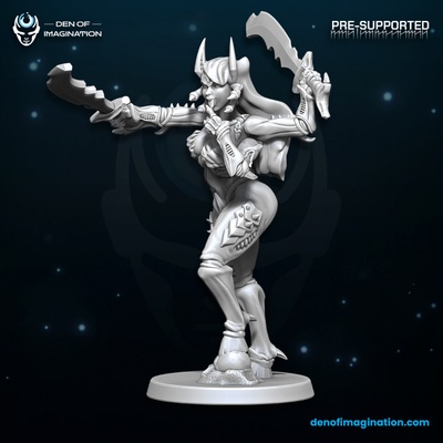 3d printable pin-up hive lady by den of imagination tabletop characters & creatures sci-fi universe 3d print model - Mito3D