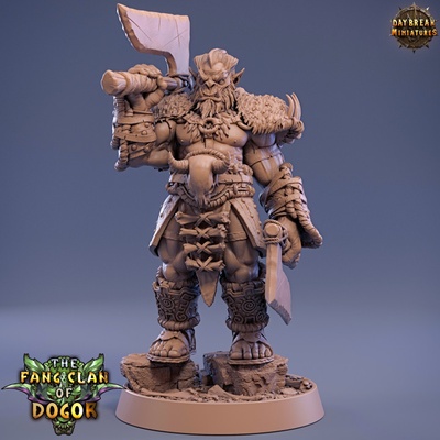 3d printable kuu ndran bluntcleaver - fang clan of dogor by daybreak miniatures 3d print model - Mito3D