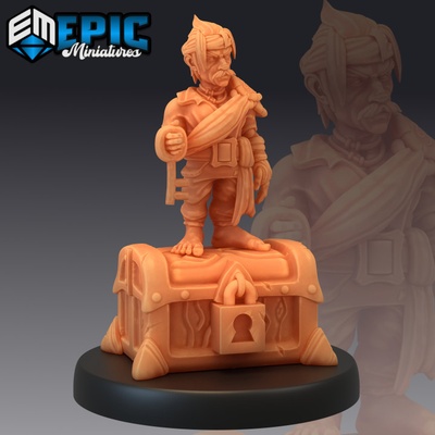 3d imprimível gnomo pirata tesouro halfling capitão mar guerreiro masculino contramestre by epic miniatures 3d print model - Mito3D