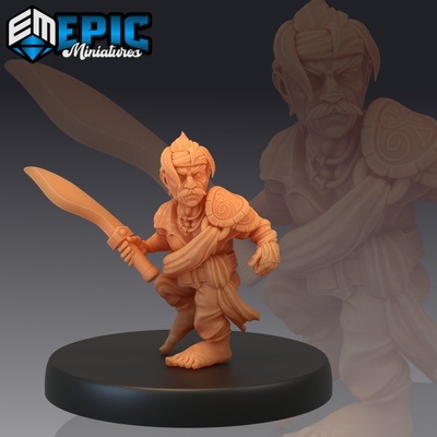3d imprimible gnomo pirata daga mediano capitán mar guerrero masculino oficial intendencia by epic miniatures 3d print model - Mito3D