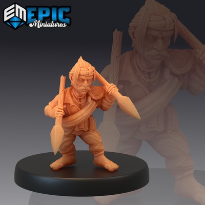 3d printable gnome pirate spear halfling captain sea warrior male quartermaster by epic-miniatures 3d print model - Mito3D