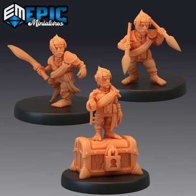 3d printable gnome pirate set halfling captain sea warrior male quartermaster by epic-miniatures 3d print model - Mito3D