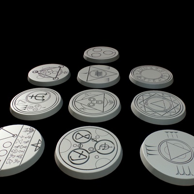 3d printable 10 32mm arcane symbol bases by jeremy smith tabletop accessories 3d print model - Mito3D