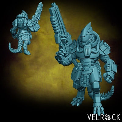 3d printable saurian mercenary grunt 1 presupported by velrock art miniatures tabletop characters & creatures sci-fi universe 3d print model - Mito3D