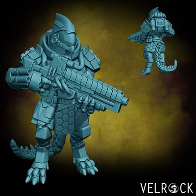 3d printable saurian mercenary grunt 2 presupported by velrock art miniatures tabletop characters & creatures sci-fi universe 3d print model - Mito3D