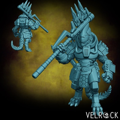 3d printable saurian mercenary grunt 5 presupported by velrock art miniatures tabletop characters & creatures sci-fi universe 3d print model - Mito3D