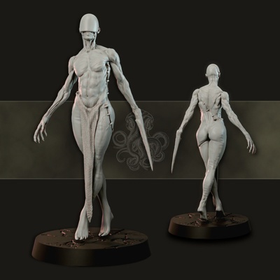 3d printable two flayed woman by realsteone miniatures tabletop characters & creatures sci-fi universe 3d print model - Mito3D