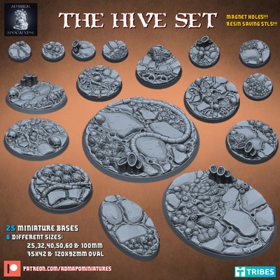3d printable hive set bases pre-supported by admiral apocalypse 3d print model - Mito3D