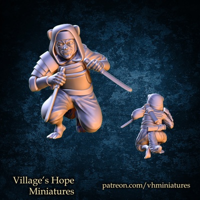 3d printable old kitsune ninja by village's hope miniatures tabletop characters & creatures fantasy universe 3d print model - Mito3D