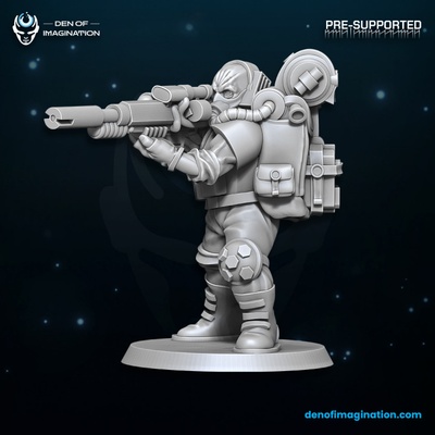 3d printable prison planet - soldier by den of imagination tabletop characters & creatures sci-fi universe 3d print model - Mito3D