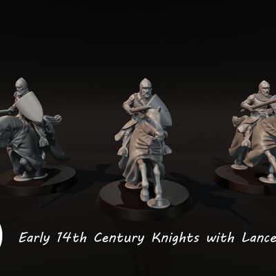 3d imprimible temprano 14th siglo caballeros pujas by medbury miniaturas mesa caracteres criaturas histórico universo 3d print model - Mito3D