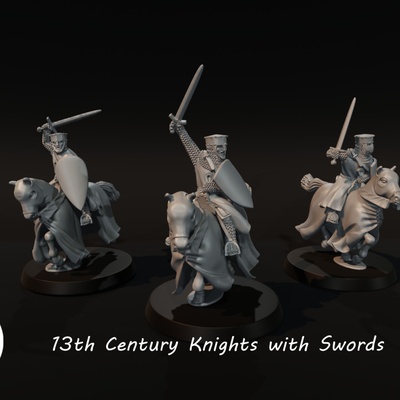 3d imprimible 13th siglo caballeros espadas by medbury miniaturas mesa caracteres criaturas histórico universo 3d print model - Mito3D