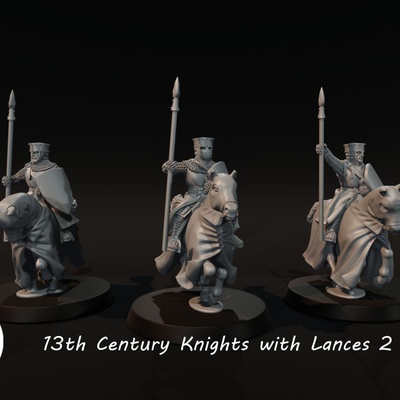 3d imprimível 13th século cavaleiros lances 2 by medbury miniaturas tampo mesa personagens criaturas histórico universo 3d print model - Mito3D