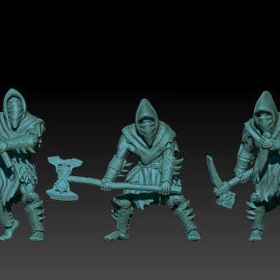 3d printable kzkminis - deepmines goblin stalkers by tabletop characters & creatures fantasy universe 3d print model - Mito3D