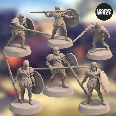3d printable realm of eros soldiers spears shields bundle 6 unique miniatures by legendbuilds tabletop characters & creatures fantasy universe 3d print model - Mito3D