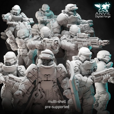 3d printable corporate security force - anvil digital forge august 2022 by industry tabletop characters & creatures sci-fi universe 3d print model - Mito3D