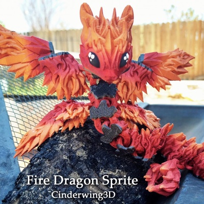 3d imprimable feu dragon lutin by cinderwing3d jouets jeux ventilateur art action figures 3d print model - Mito3D